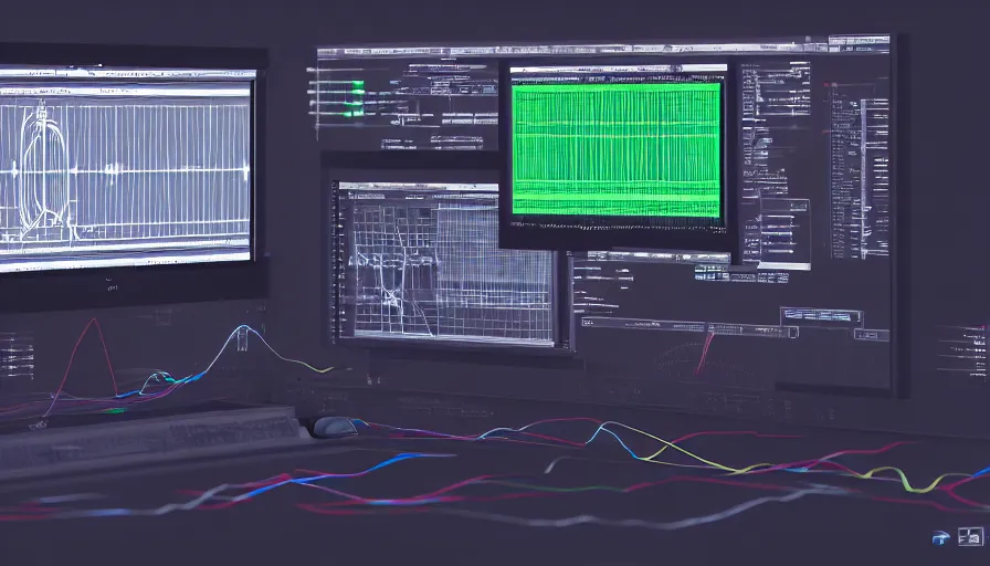 Image similar to rct screen showing oscilloscope on old soviet machine, volumetric lighting, photorealistic rendering, artstation, redshift, octane, golden ratio