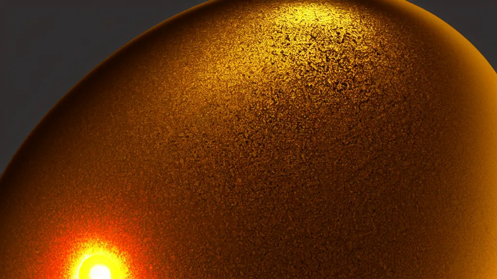 Image similar to a realistic image of a sphere of molten gold. the sphere is rising upwards from a mechanical basin filled with molten gold. photorealism ultradetailed concept art