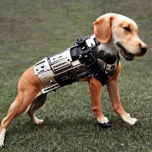 Image similar to an cyborg dog with a beautiful, intriicate, detailed, elegant, ornate exoskeleton