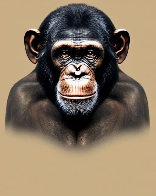 Image similar to very detailed high resolution illustration portrait of a chimpanzee, mystical, 3 d, 8 k, extremely detailed, artstation