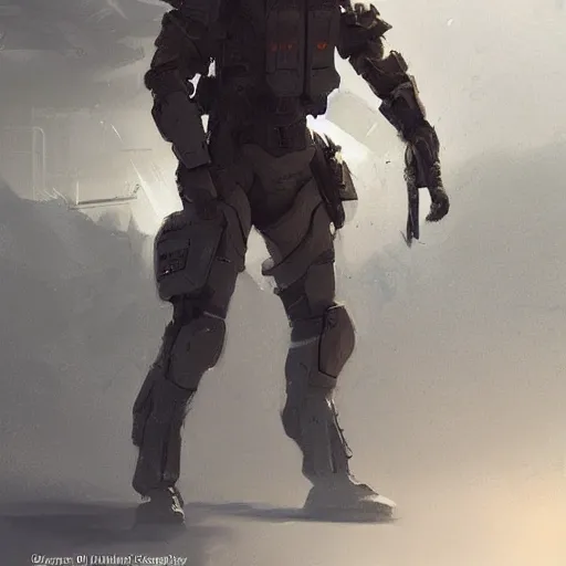 Image similar to concept art by greg rutkowski, a futuristic soldier from the near future, around the 2 2 nd century, wearing a futuristic tactical gear, artstation hq.