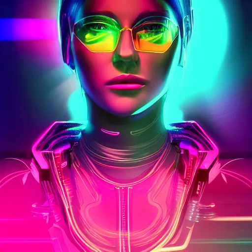 Prompt: digital illustration of A profile portrait of a cyberpunk female,full metal overlay,neon colors,profile,neon background, f1.8, 50mm, vibrant light,leaks,sci-fi,futuristic,psychedelic,Surreal,minimalism,high detailed, intricate detail,high contrast, hyper realism 8k,trending on artstation.