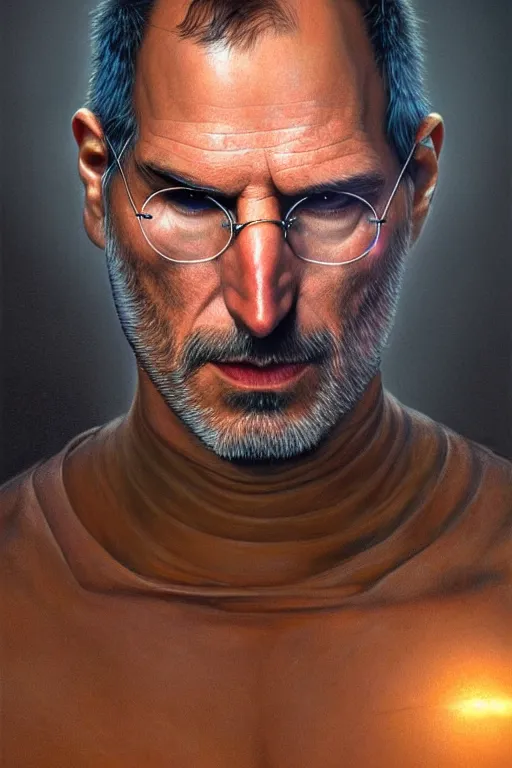 Prompt: portrait of steve jobs posing while stopming on a windows pc ultra realistic illustration, a hulking herculean gigachad, bulging muscles, intricate, highly detailed, digital painting, artstation, radiant light, caustics, war hero, concept art, smooth, sharp focus, by gaston bussiere, bayard wu, giger, maxim verehin