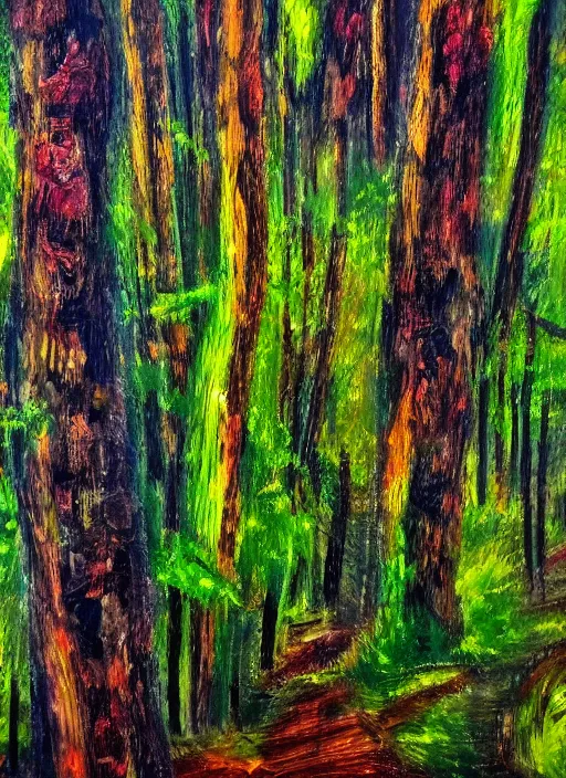 Image similar to lush forest, high detail, 4 k, expressionism style