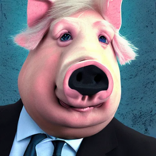 Image similar to boris johnson as pig, photorealistic, 8 k