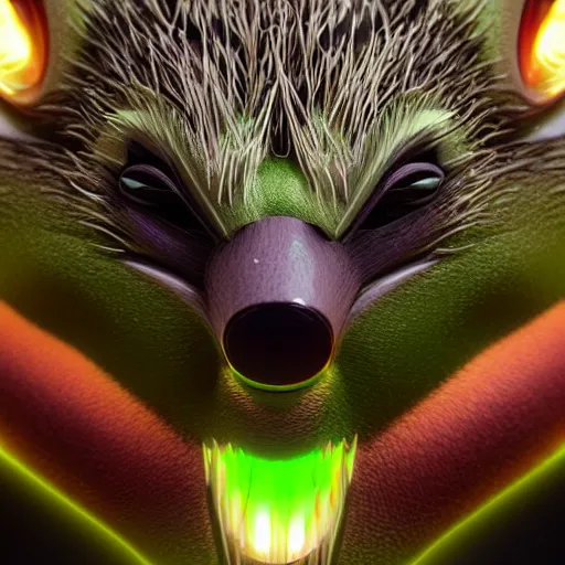 Prompt: frontal head of green hedgehog, artgerm, rutkowski, tooth wu, beeple, and intricate, 3 d cgi render