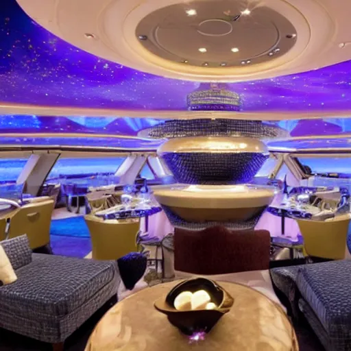 Image similar to a luxury cruise ship in space