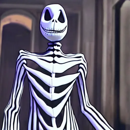 Image similar to pete davidson as jack skellington, high definition, nighttime, high detailed, movie still,