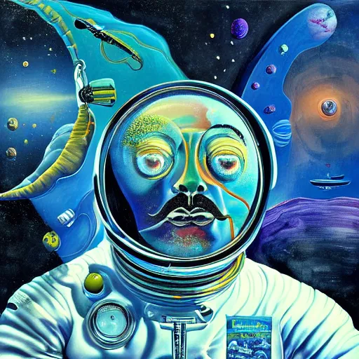 Image similar to space exploration by salvador dali, psychedelic art, 8 k resolution, award winning