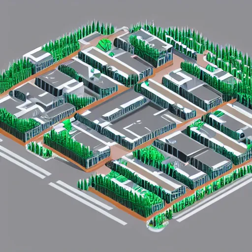 Prompt: buildings made of cassette tapes, isometric view