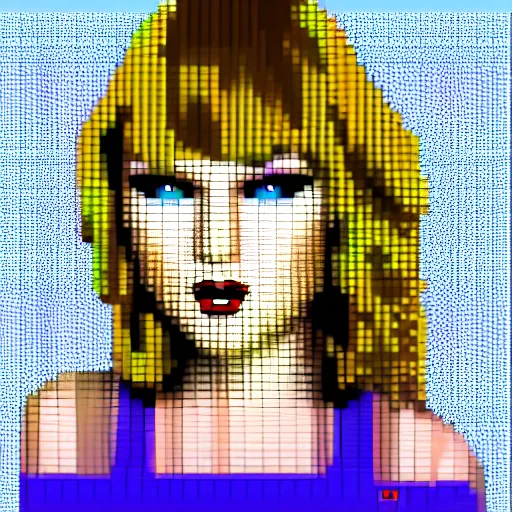 Image similar to 8 - bit pixel art of taylor swift, artstation, cute