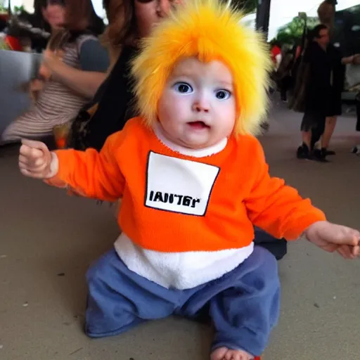 Image similar to cute baby chick dressed as an inmate