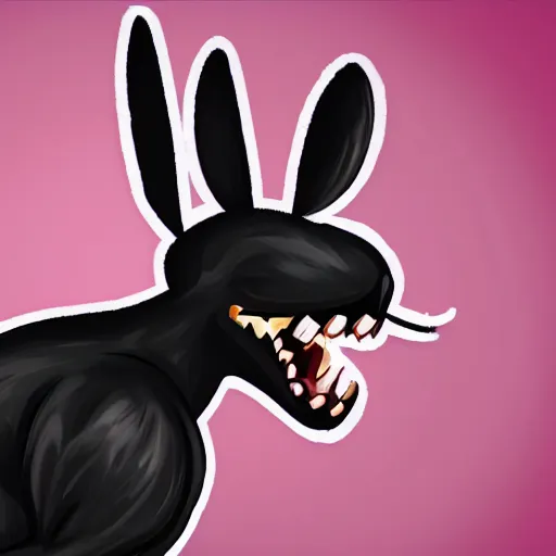 Prompt: A extremely highly detailed majestic hi-res beautiful, highly detailed head and shoulders portrait of a scary terrifying, horrifying, creepy black cartoon rabbit evil laughing standing up wearing pants and a shirt in the style of Walt Disney