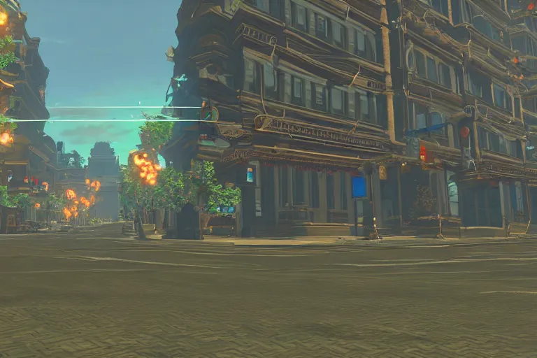 Image similar to u street washington dc in botw, breath of the wild screenshot