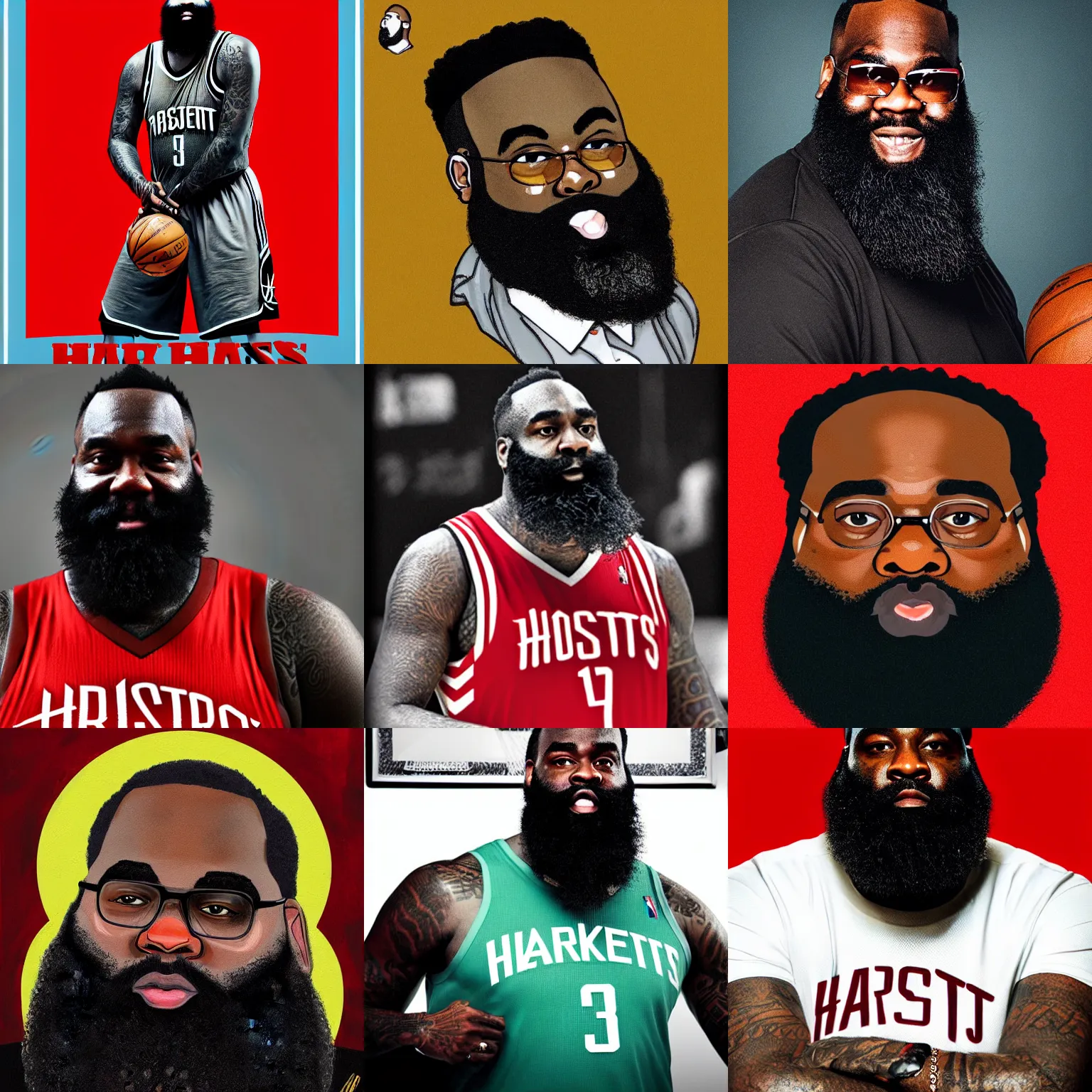 Prompt: Portrait of Rick Ross as James Harden