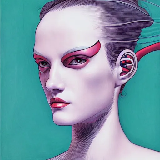 Image similar to portrait of female android by james jean