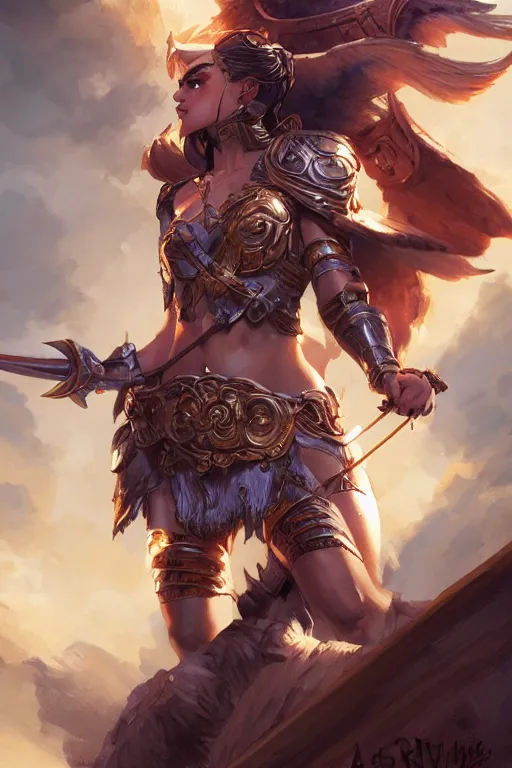 Image similar to amazon valkyrie athena, d & d, fantasy, portrait, highly detailed, headshot, digital painting, trending on artstation, concept art, sharp focus, illustration, art by artgerm and greg rutkowski and magali villeneuve