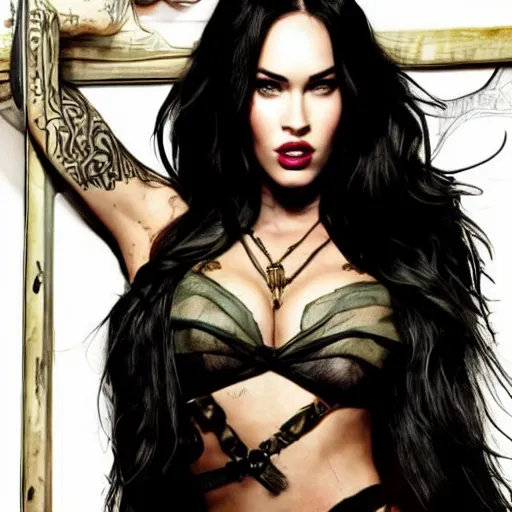 Image similar to megan fox portrait, arcane netflix, arcane vi, arcane jinx, arcane series