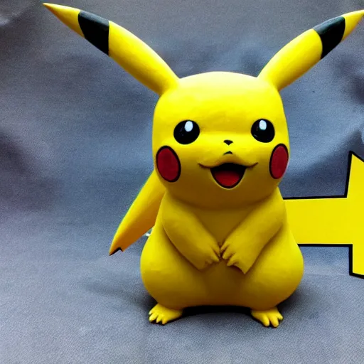 Prompt: Pikachu Sculpture made out of sandstone