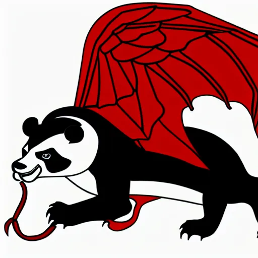 Prompt: vector art of panda with welsh dragon wings and tail, intercrossed, chimera, welsh flag, adobe illustrator, in - frame
