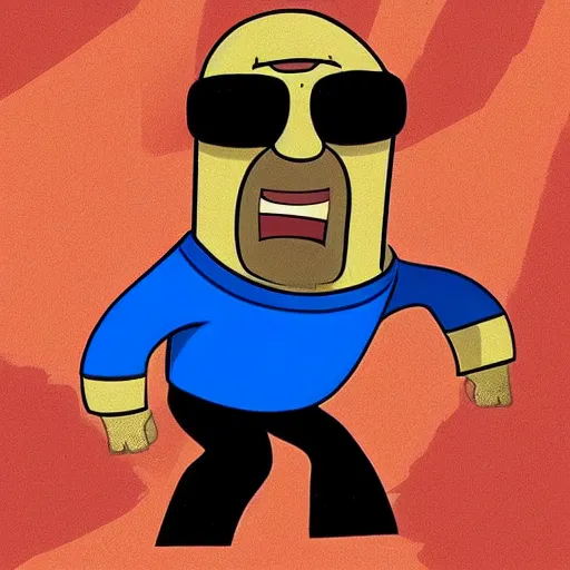 Image similar to the rock as an adventure time character