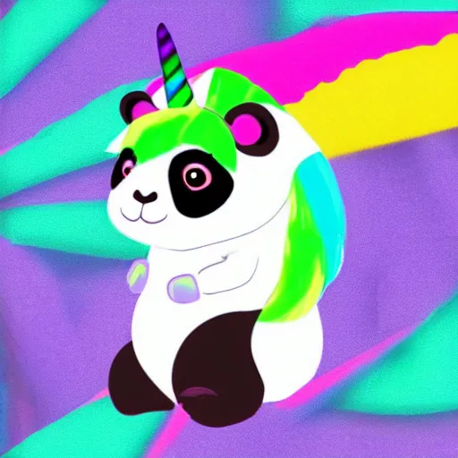 Prompt: panda unicorn hybrid. bright colors, smooth gradients