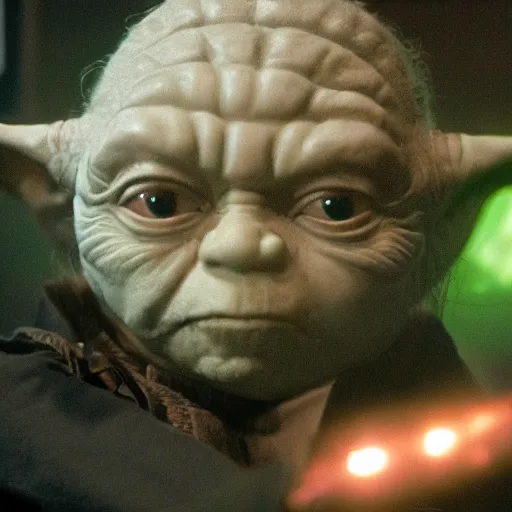 Image similar to yoda in a star trek movie, realistic details, movie shot, 8k