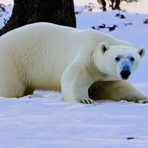Prompt: Photo of an upright Polar Bear with a Kalashnikov
