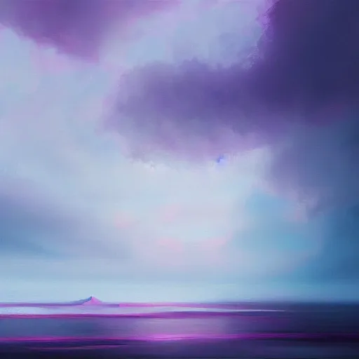Prompt: chill purple aesthetic, oil painting, pale colors, high detail, 8 k, wide angle, trending on artstation,