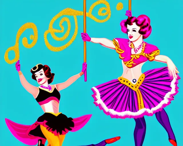 Prompt: teenage betty white as a cancan dancer in art deco style, hyper realistic, artstation, illustration, bright, cheerful, detailed and intricate environment