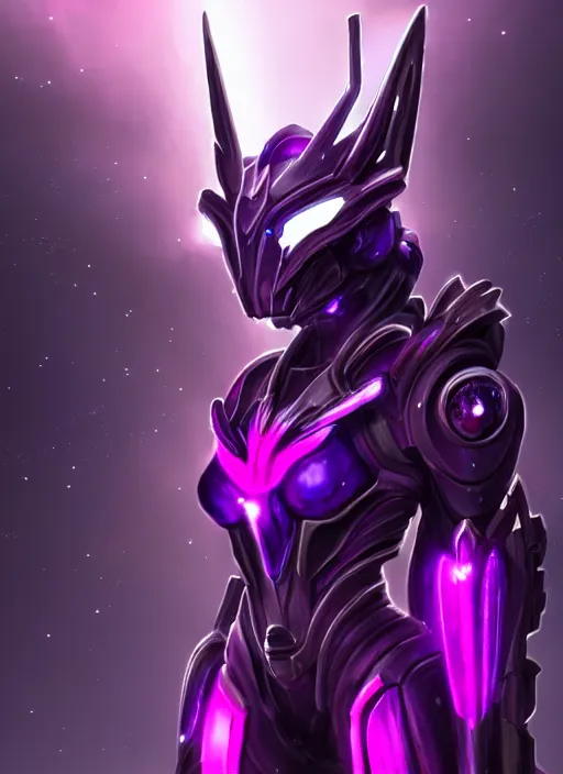 Image similar to cinematic goddess close shot, cosmic sized beautiful stunning elegant hot giant robot mecha female dragon, sharp cyborg dragon head, sharp metal ears, led glowing purple eyes, smooth fuschia skin, smooth silver armor, floating in space, epic proportions, epic scale, macro furry, furry art, dragon art, goddess art, giantess art, warframe fanart, furaffinity, octane