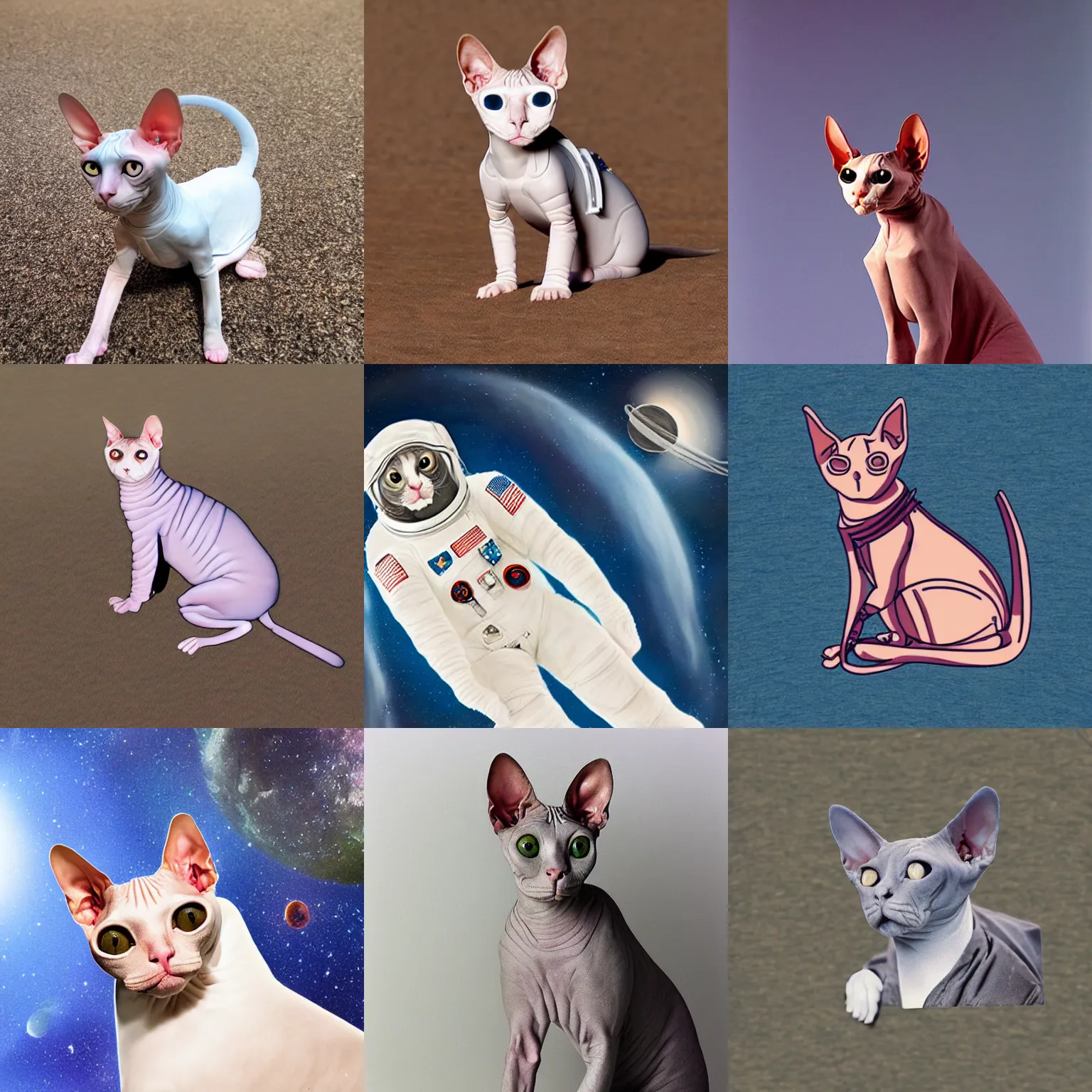 Prompt: astronaut sphynx cat