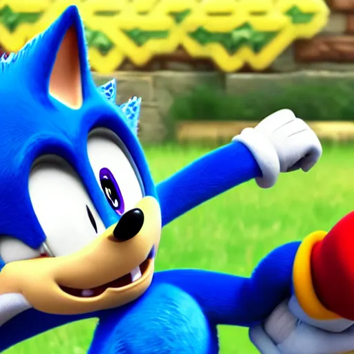 Image similar to sonic with the paw patrol crossover episode, cartoon network stillframe, good looking, hd, 4 k, hdr, smooth, sharp focus, high resolution, award - winning