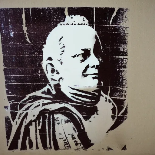 Image similar to individual king george iii silk screen portrait banksy style