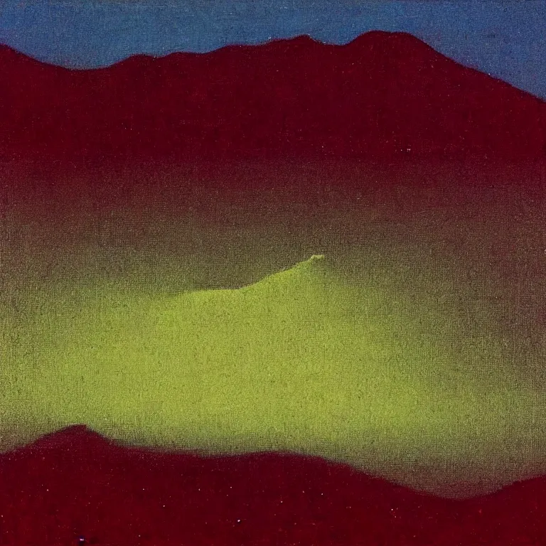 Image similar to caucaus mountains at night bathed painted by christian mystic arkhip kuindzhi with a teal palette