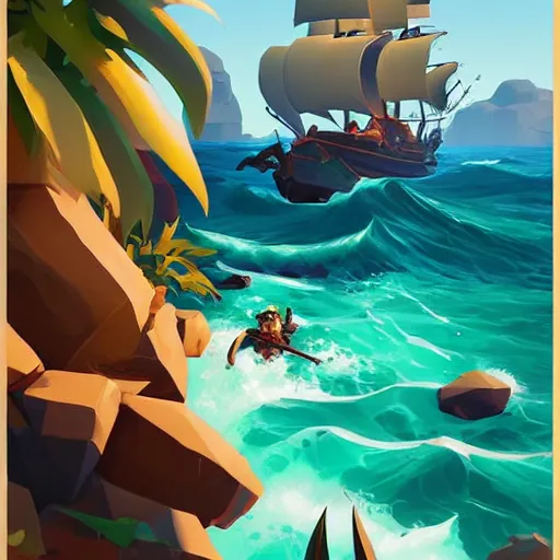 Image similar to painting treasure on sea of thieves game smooth median photoshop filter cutout vector, behance hd by jesper ejsing, by rhads, makoto shinkai and lois van baarle, ilya kuvshinov, rossdraws global illumination