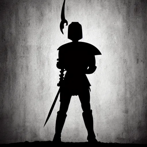 Prompt: a hero knight man stands with sword in hand and shield wielded, stencil, great lighting, epic, fantasy