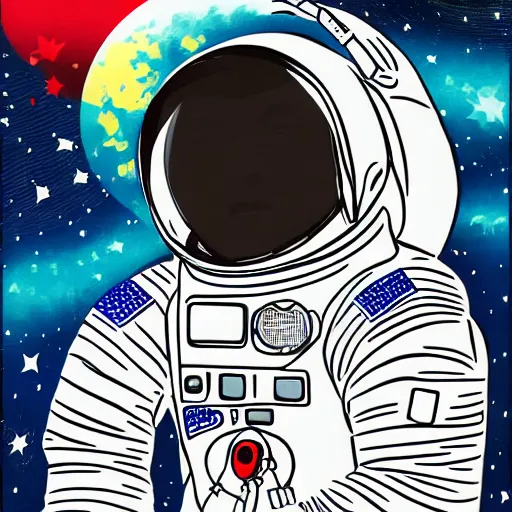 Image similar to astronaut, in Hiroaki Tsutsumi style