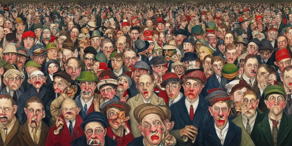 Prompt: where's wally, highly detailed, painting by otto dix, 8 k