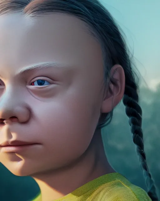 Prompt: closeup face profile portrait of greta thunberg as a soviet chernobyl space toy, bikini, depth of field, zeiss lens, detailed and intricate environment, fashion photoshoot by nicoletta ceccoli, mark ryden, lostfish, breathtaking, 8 k resolution, artistic, hyperrealistic, octane render