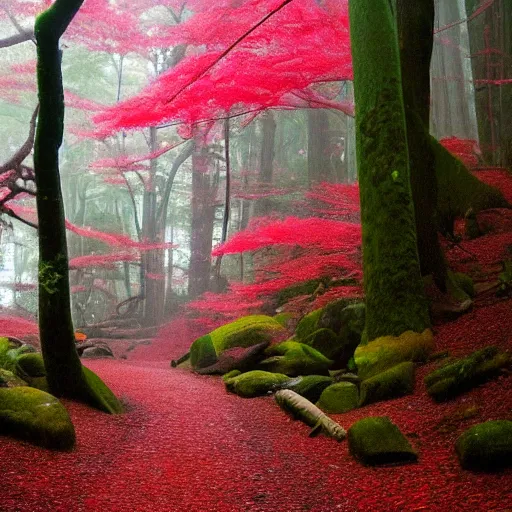 Prompt: Yakushima Forest Eerie Japan Early morning