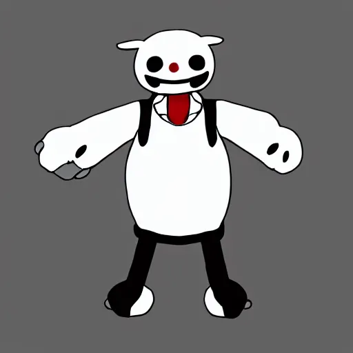 Image similar to monokuma annoyed at being turned into a table, simple cel - shaded digital art, deviantart