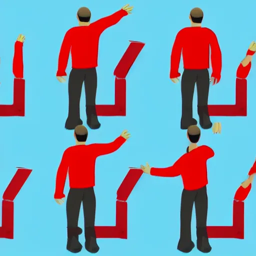 Image similar to an animation of the same man waving his arm from left to right in digital frame by frame, separated into equally sized frames, from'animation types'