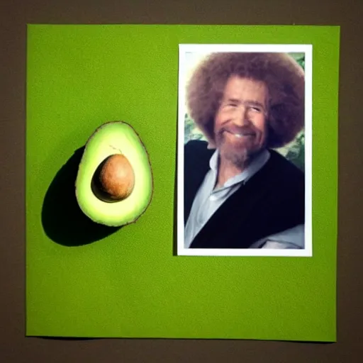 Image similar to a portrait of bob - ross!!!!!! or an avocado