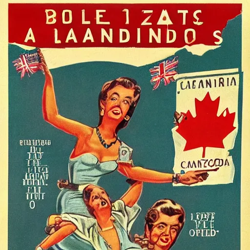 Image similar to pro - annexation of canada propaganda by the usa 1 9 5 0 s