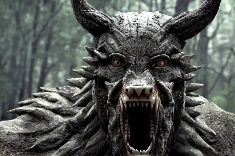 Image similar to vfx movie closeup detailed ancient armored warrior orc hunting riding large wolf in the forest, natural lighting by emmanuel lubezki