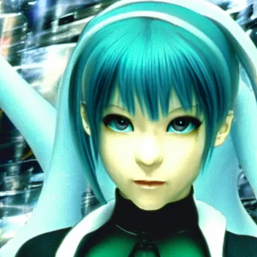 Prompt: film still of miku hatsune in the matrix (1999)