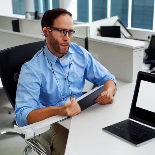 Image similar to someone working in a cubicle while everyone else nearby leaves