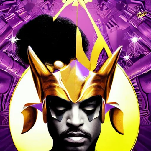 Image similar to a portrait of prince as gemini in a batman film in the style of herbert bayer