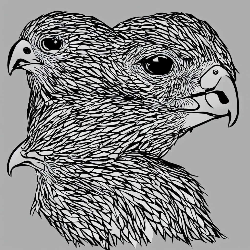 Image similar to Falcon bird face, low polygon effect, vector art and illustration.